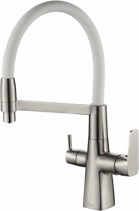 

Смеситель для кухонной мойки Steel Hammer SH 818-8 SATIN, Хром / белый, SH 818-8 SATIN