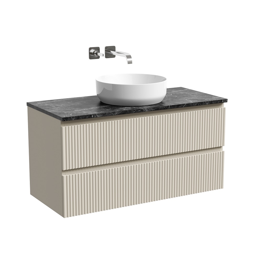 

Тумба со столешницей Sancos Snob R 100 подвесная, столешница black sky, Beige Soft (без отверстия под смеситель), Бежевый, Snob R SNR100CE