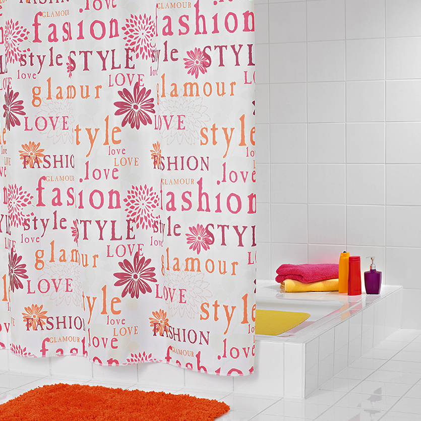 

Штора для ванной Ridder Glamour 47312, Белый;рисунок;розовый, Glamour 47312