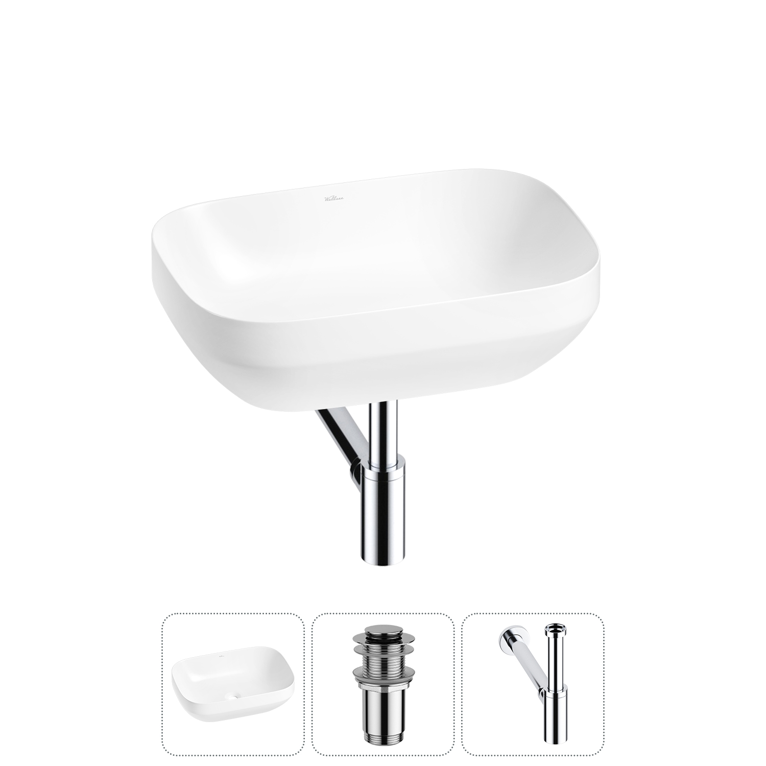 

Раковина накладная Wellsee Air Gap S 20212409R в наборе 3 в 1, Белый, 20212409R