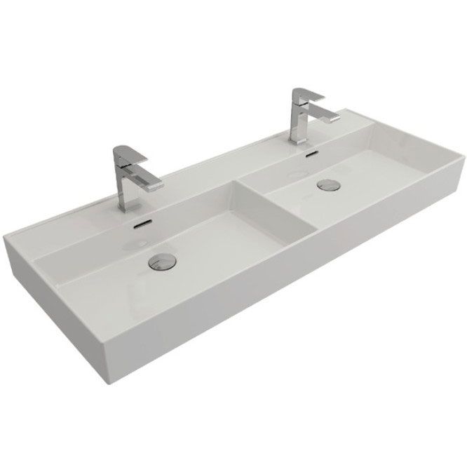 

Раковина Bocchi Milano 120 накладная, двойная, белая 1393-001-0126 / 1393-001-0132, Белый, 1393-001-0126