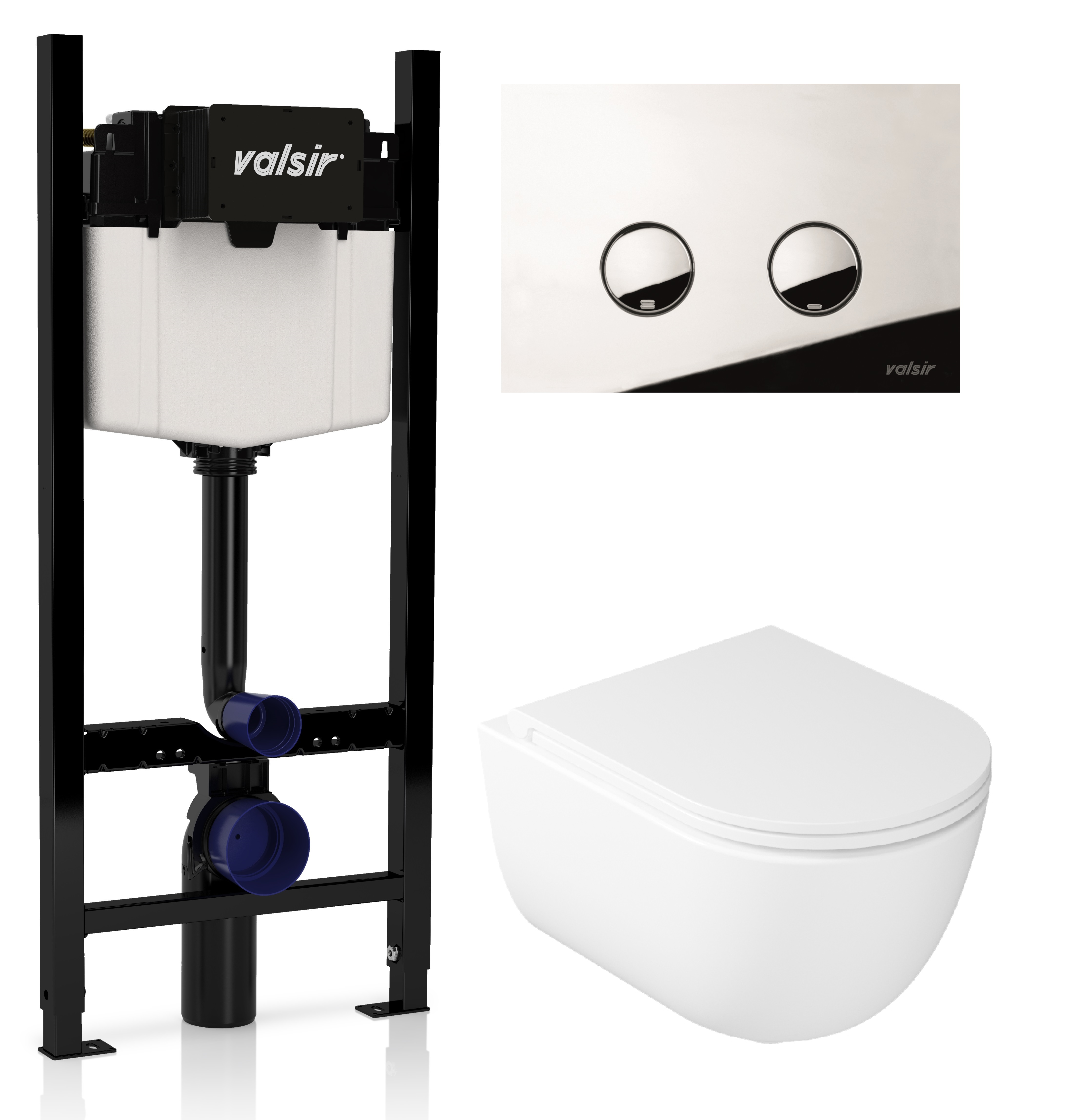 

Комплект унитаз с инсталляцией Valsir KIT VSCR 7334 Std P4 + сиденье + кнопка смыва хром глянцевый, Белый, KIT VSCR 7334 Std P4