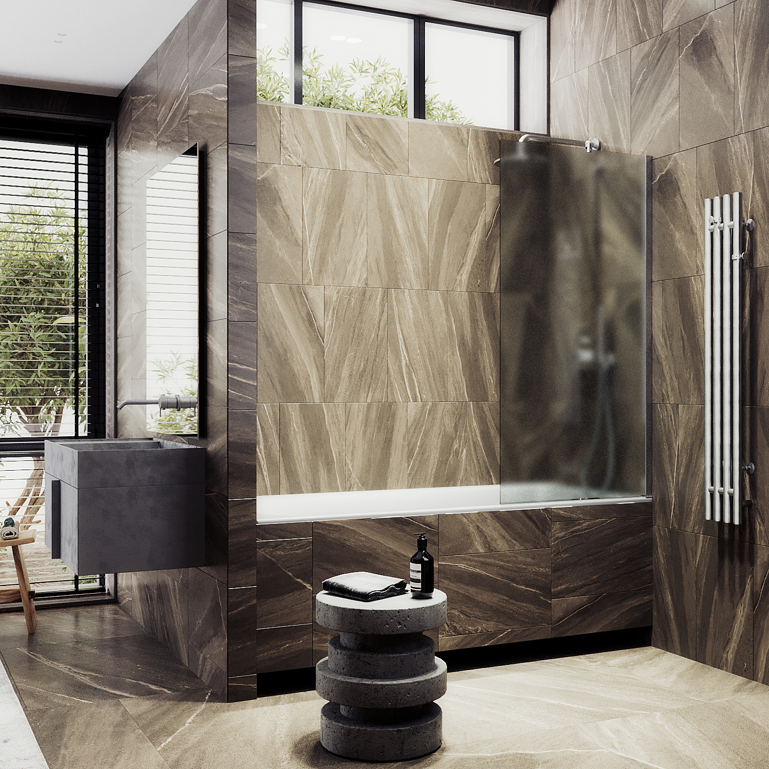 

Шторка на ванну Maybah Glass MGV-93-5ш 70х140 см, профиль хром матовый, стекло сатин, MGV-93-5ш