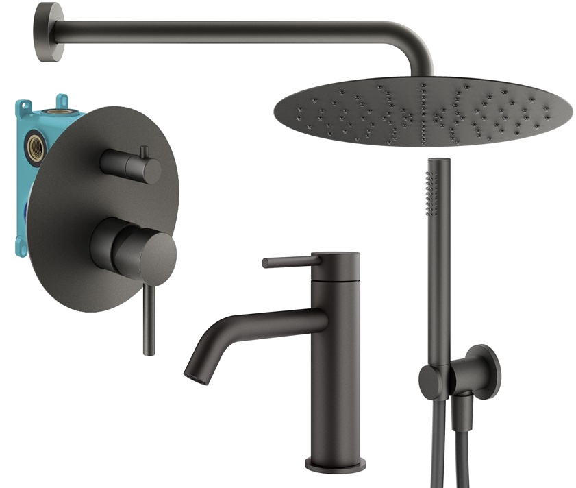 

Душевой комплект Plumberia Selection Ixo KITXO18GR53 графит матовый, KITXO18GR53