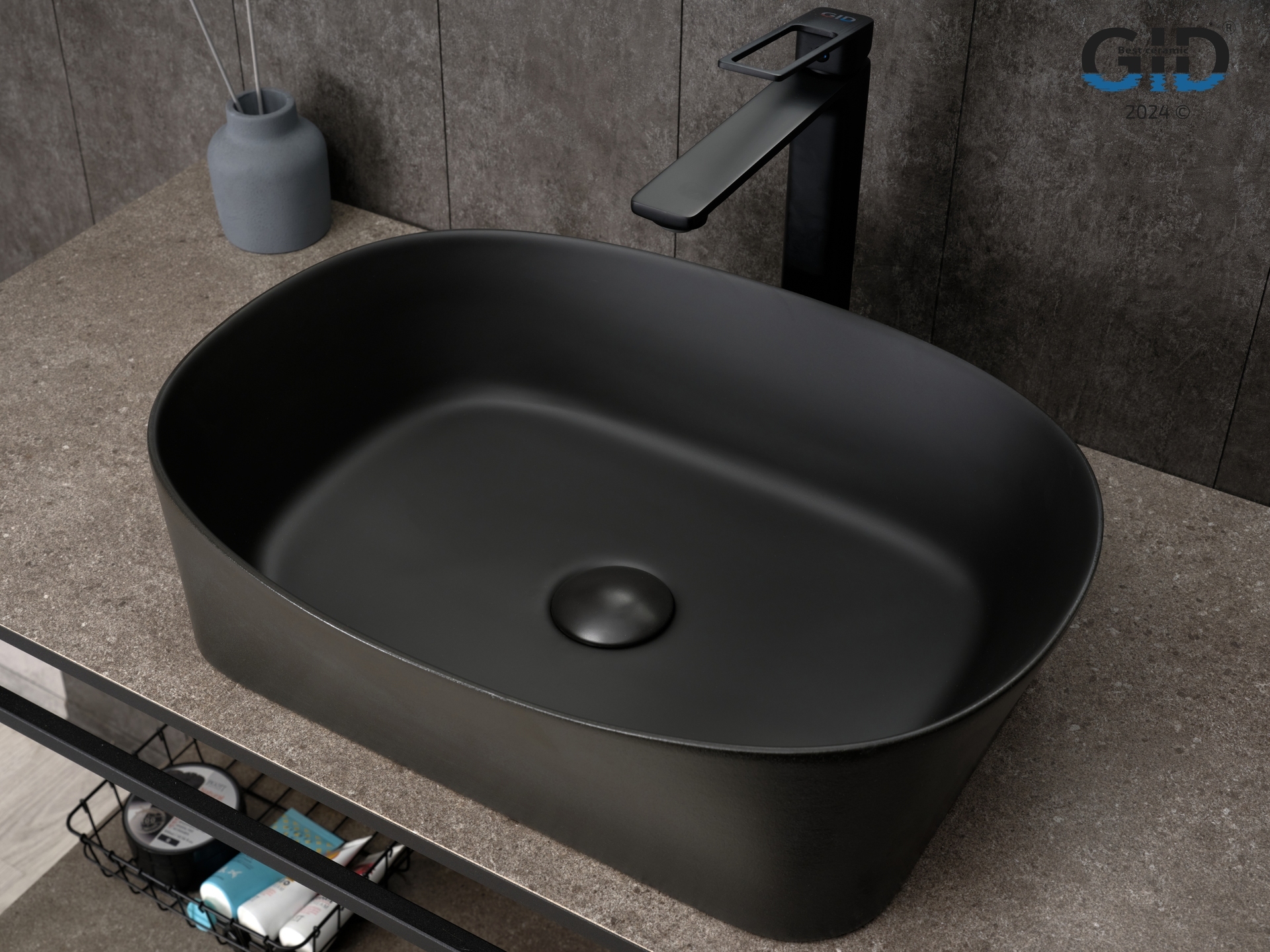 

Раковина Gid Creativo N9028bg накладная 53х36 черный графит, Creativo N9028bg