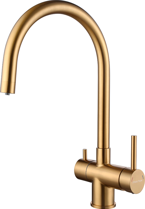 

Смеситель для кухонной мойки Paulmark Heller He213218-BG брашированное золото