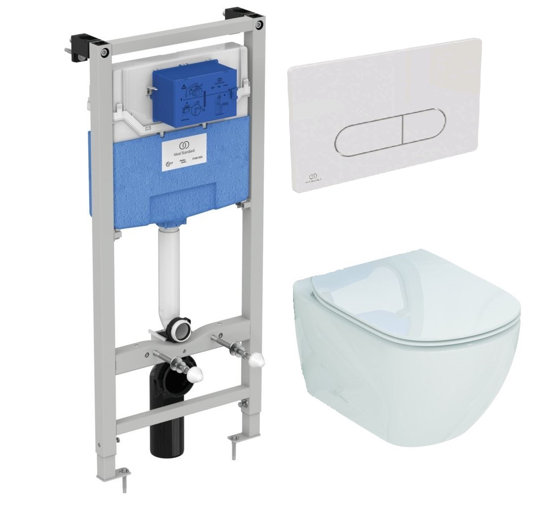 

Комплект инсталляция Ideal Standard Prosys Frame R020467+унитаз Ideal Standard Tesi T007901+кнопка смыва R0115AC, Белый, R020467+T007901+R0115AC