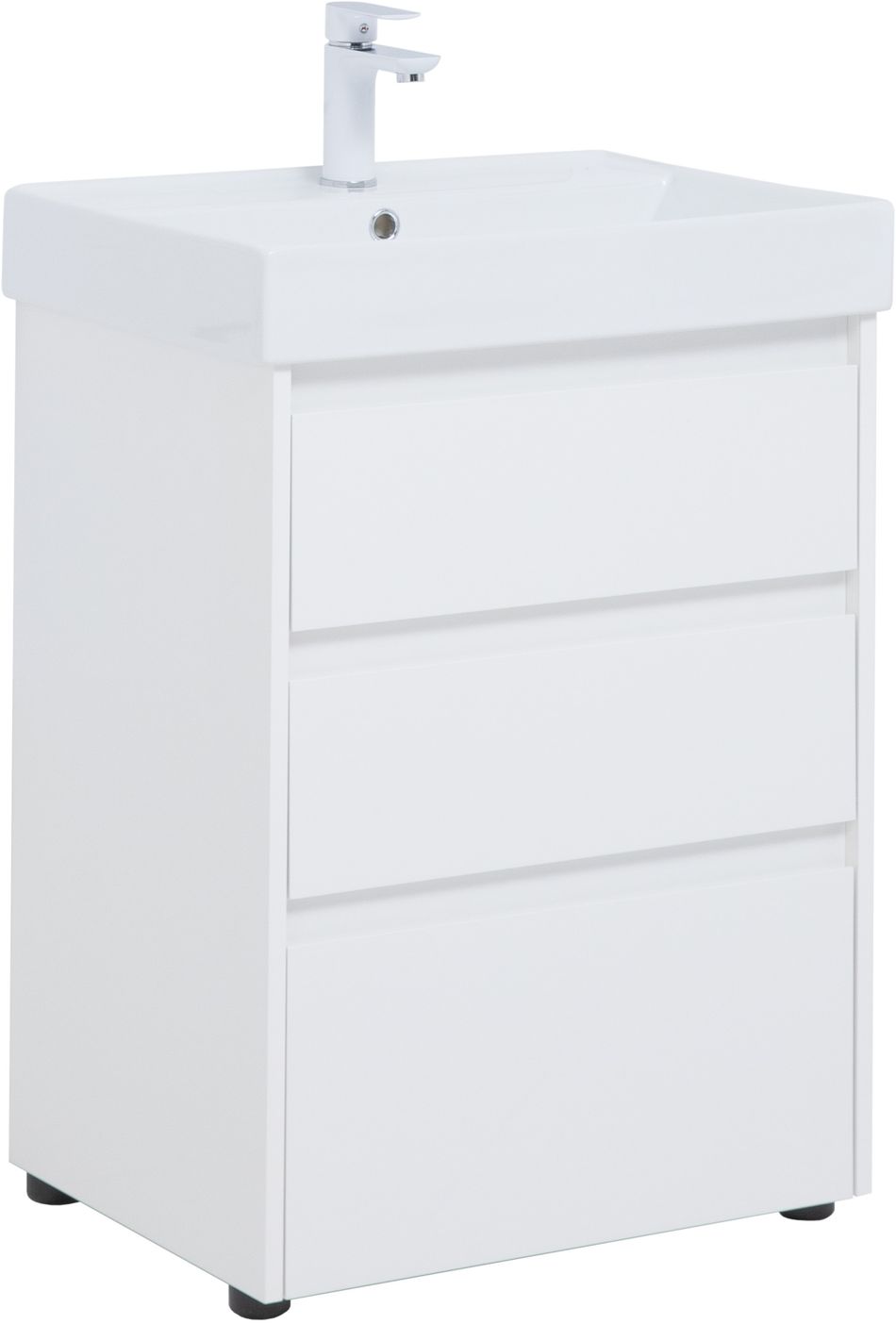 

Тумба с раковиной Aquanet Nova Lite 60 белый глянец, 3 ящика, Nova Lite 60