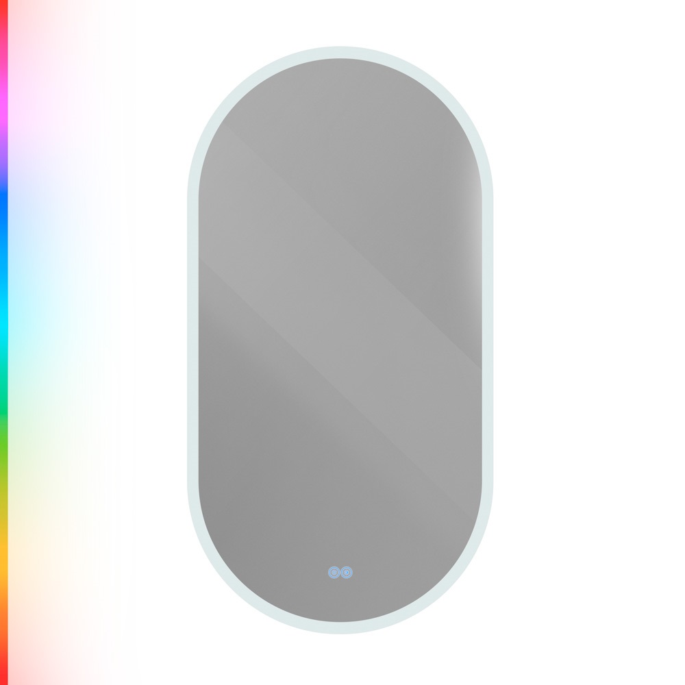 

Зеркало Cezares Ellisse 50х95 с контурной разноцветной подсветкой RGB и сенсорным выключателем, CZR-SPC-ELS-500-950-RGB-TCH