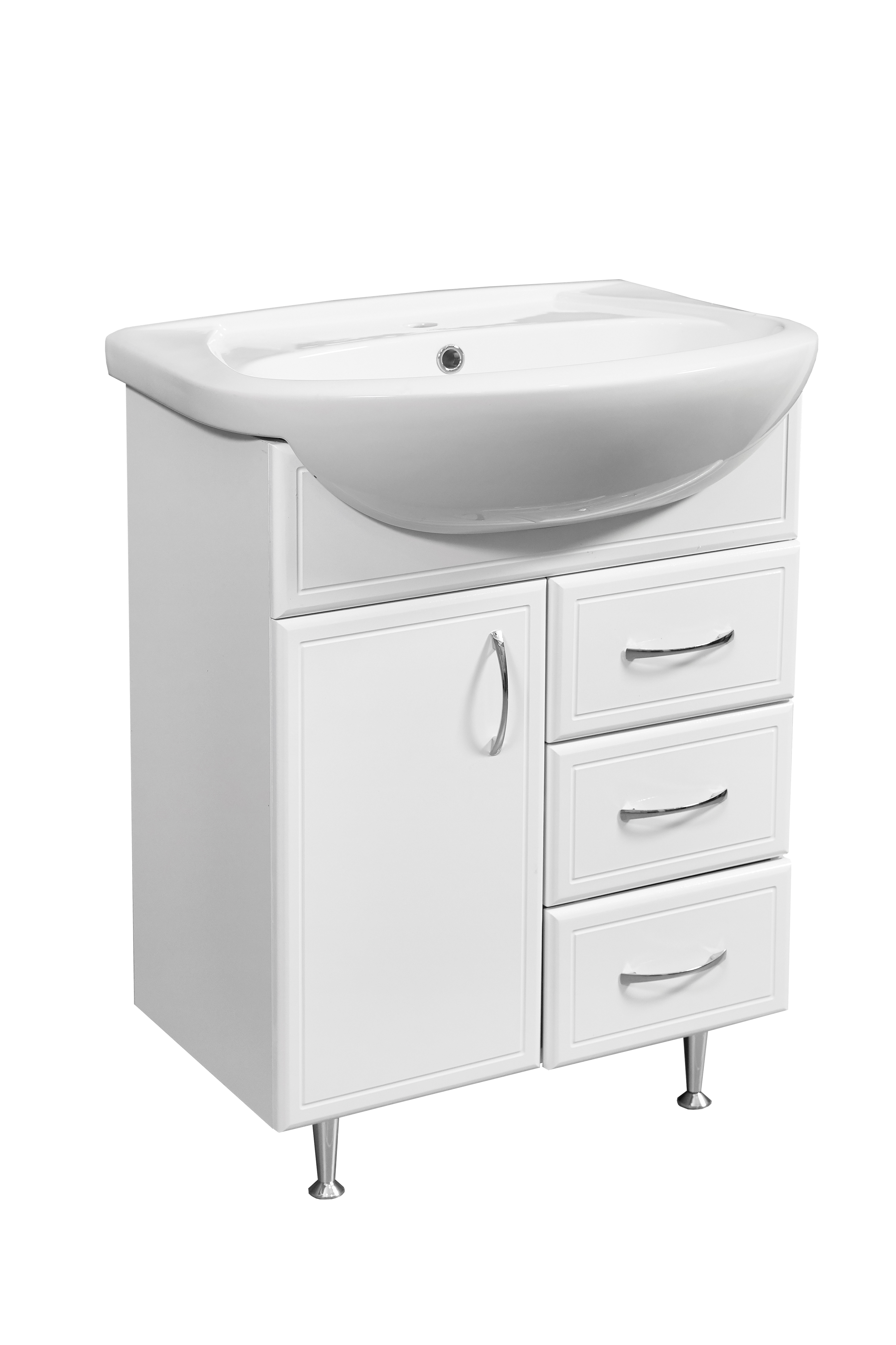 

Тумба с раковиной Stella Polar Концепт 65 с 3 ящиками, белая, Белый, Концепт 65