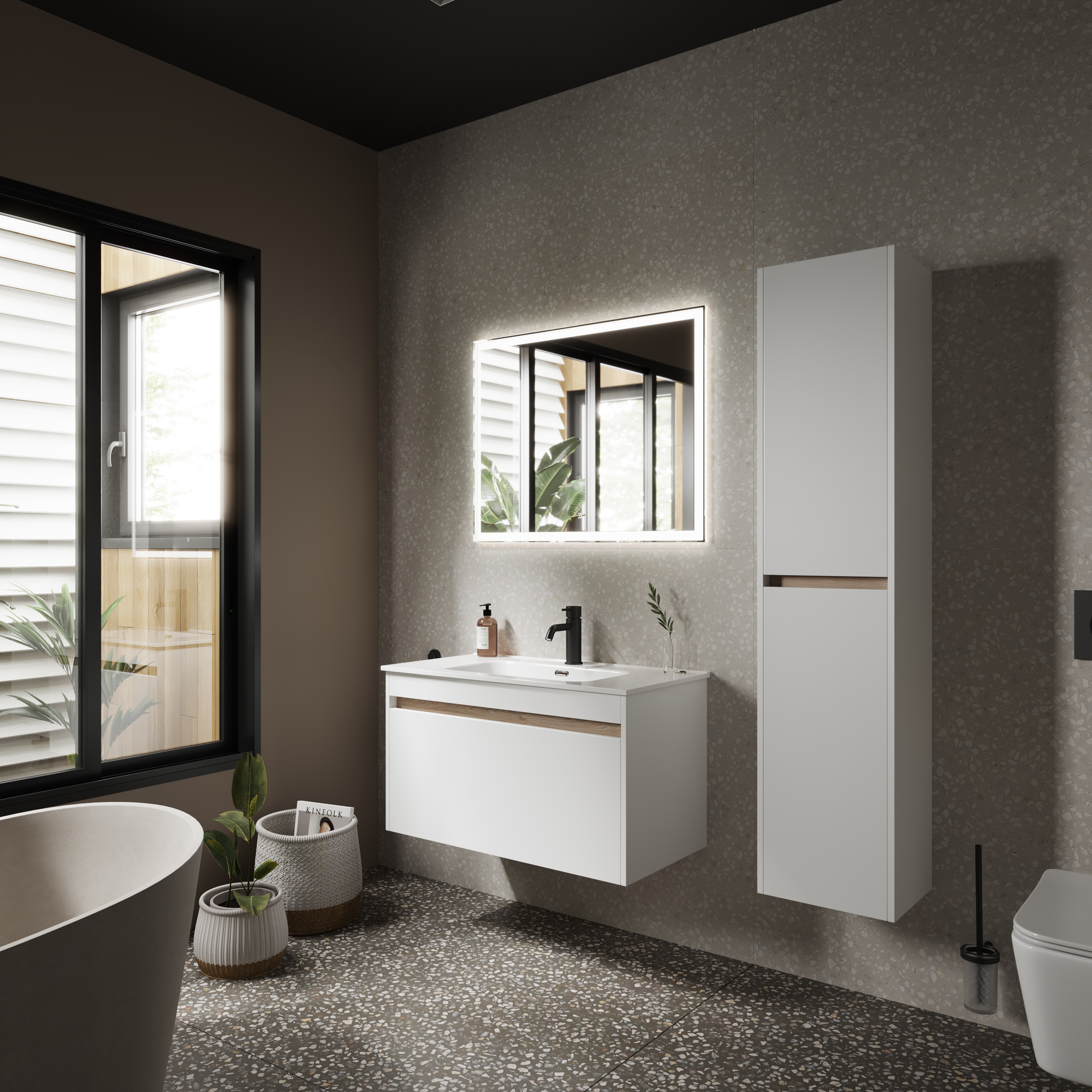 

Мебель для ванной Sancos Smart 90 подвесная, белый глянец, Белый глянцевый, SM90W