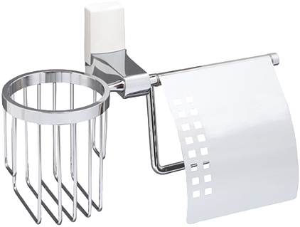 

Держатель туалетной бумаги WasserKRAFT Leine White K-5059WHITE с держателем освежителя воздуха, Хром, Leine K-5059White