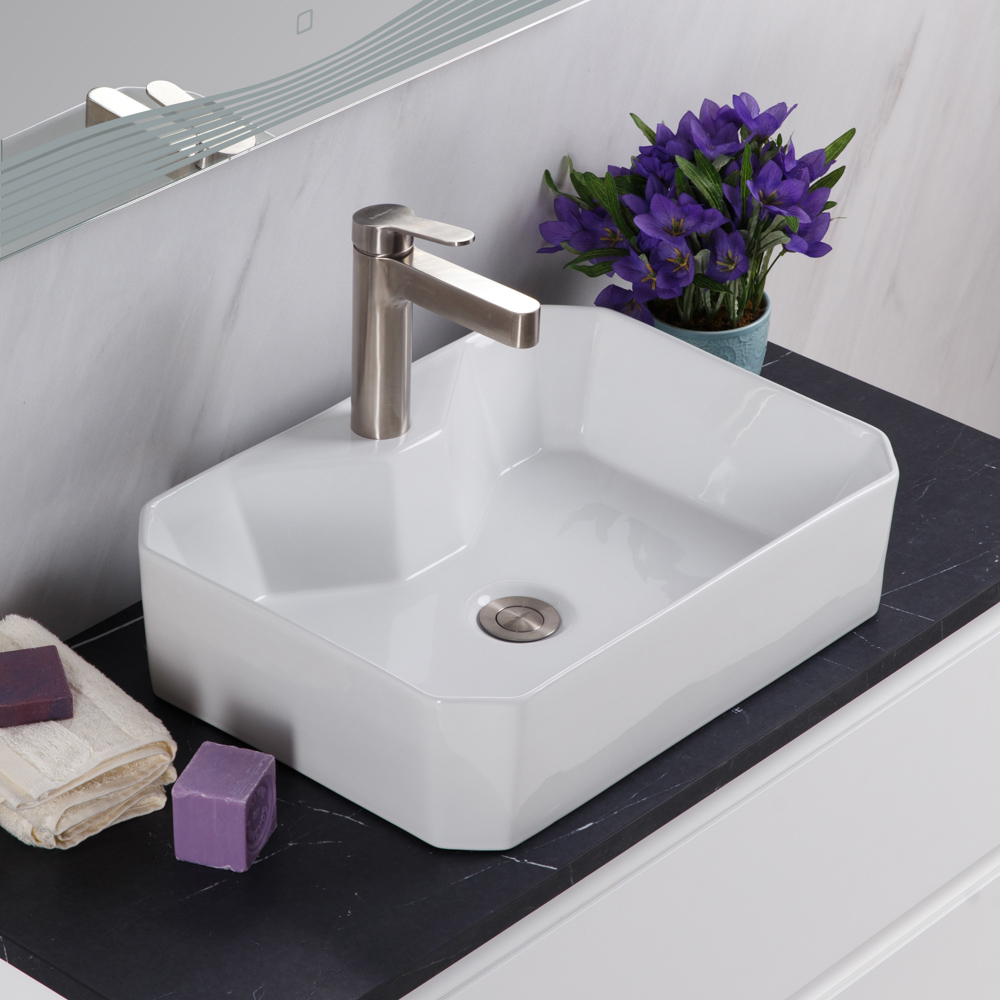 

Раковина BelBagno BB1387 накладная 49х38 см, белая, Белый, BB1387