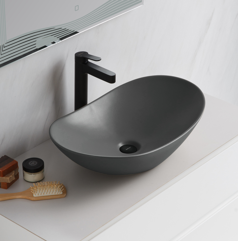

Раковина BelBagno BB1404-H311 накладная 60х36 см, серая матовая, Серый, BB1404-H311