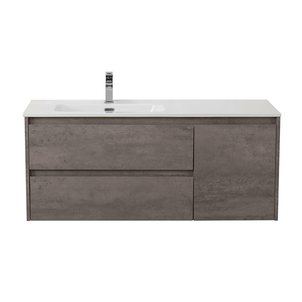 

Тумба с раковиной Belbagno Kraft 100 L подвесная, Cemento Grigio, KRAFT-1000-2C-1A-SO-CG-L