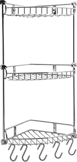 

Полка WasserKRAFT K-1233 3-ярусная, с крючками, Хром, K-1233