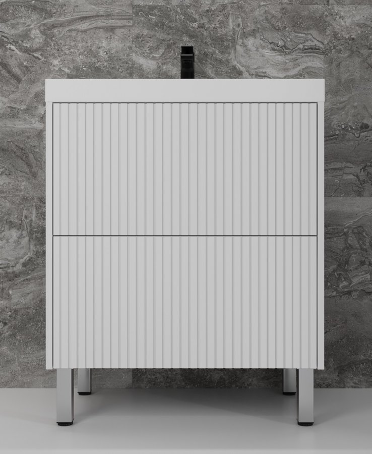 

Тумба с раковиной Style Line Стокгольм 70 напольная, белый рифленый софт, Стокгольм 70