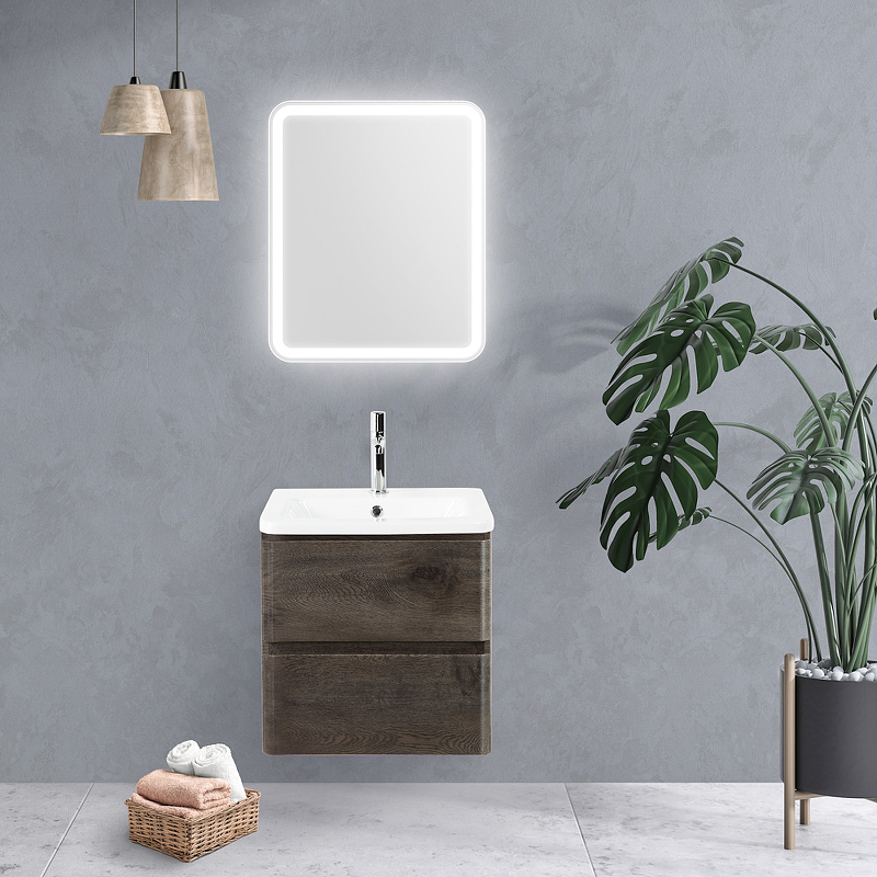

Мебель для ванной BelBagno Albano-Cer 60 подвесная, Rovere Nature Grigio, Темное дерево, ALBANO-CER-600-2C-SO-RNG
