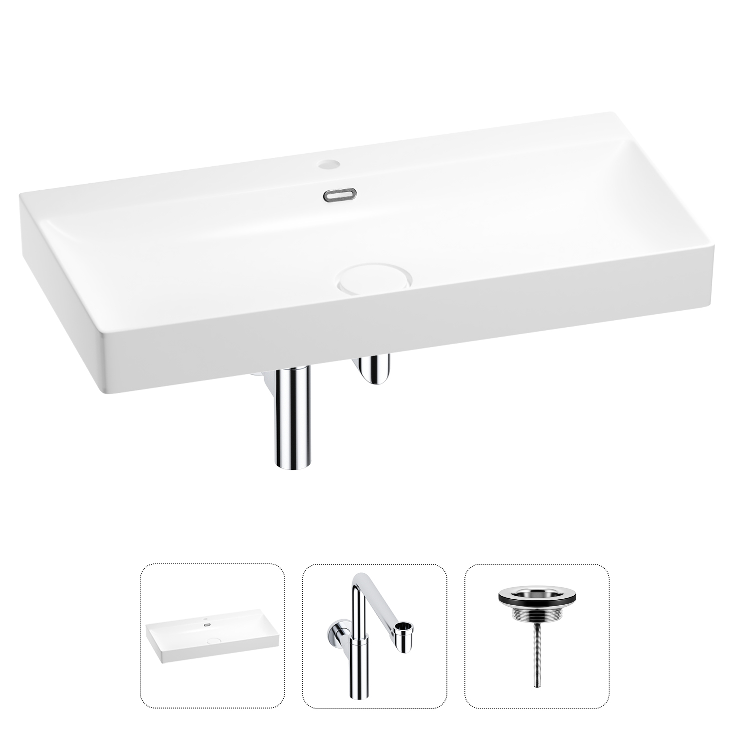 

Раковина для ванной Wellsee Bromance 201001821 в наборе 3 в 1, Нержавеющая сталь, 201001821