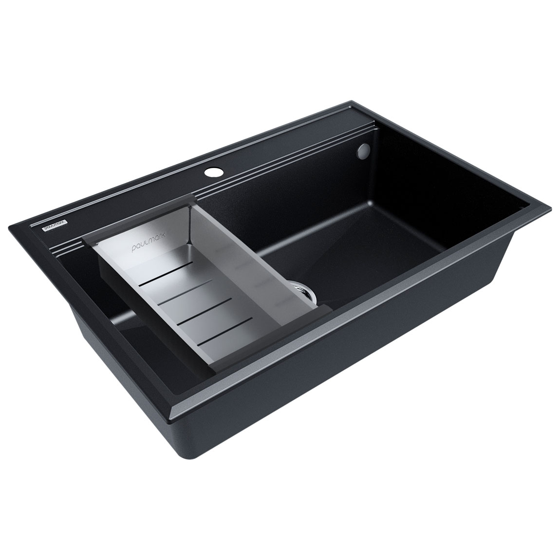 

Комплект мойка + колландер Paulmark STEPIA 80 + ADVANCE PM117551-BLM+A375-BS 75х51 см, чёрный металлик, брашированная нержавеющая сталь, PM117551-BLM+A375-BS