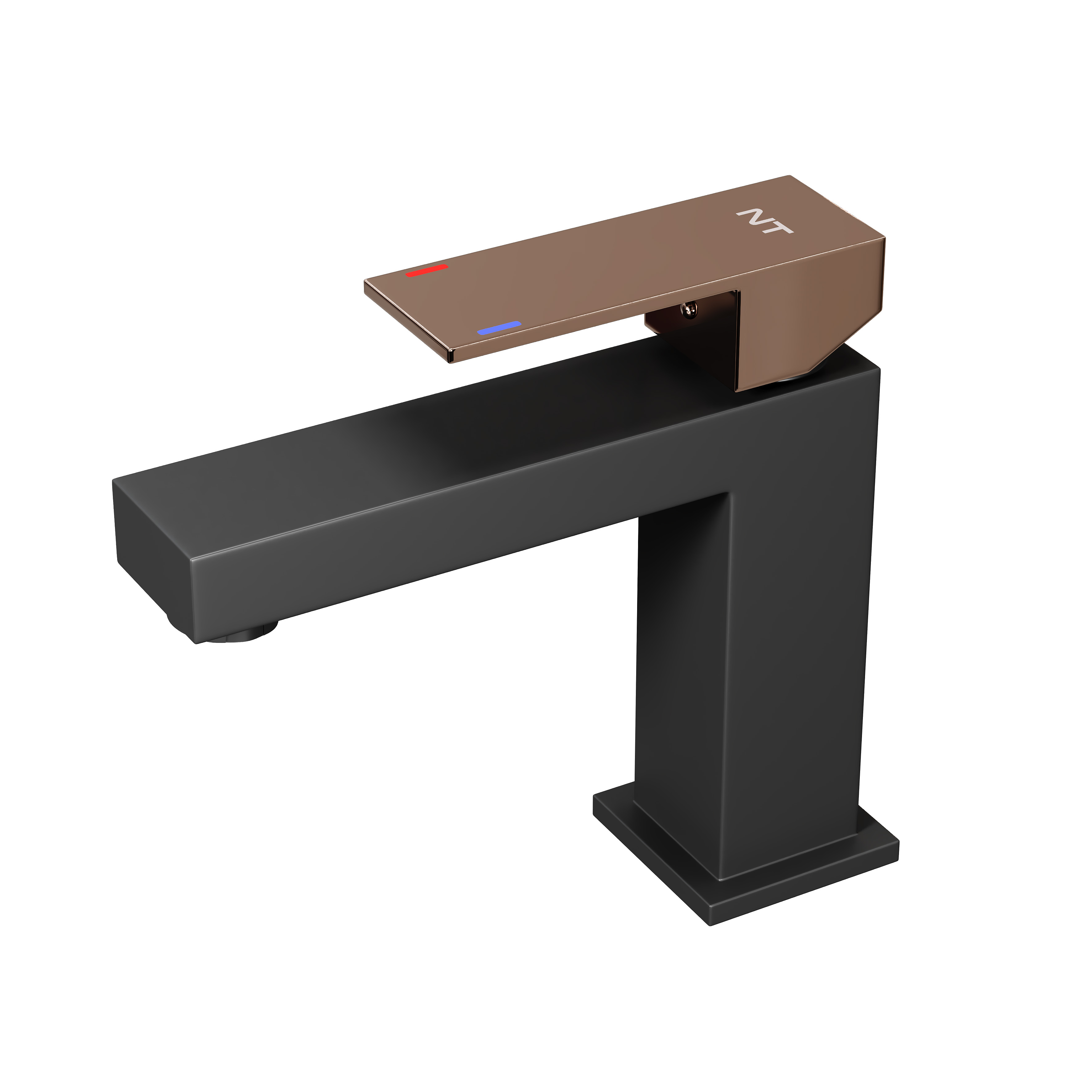 

Смеситель NT Bagno NT9001BG Adigo BG для раковины черный матовый/розовое золото, NT9001BG Adigo BG