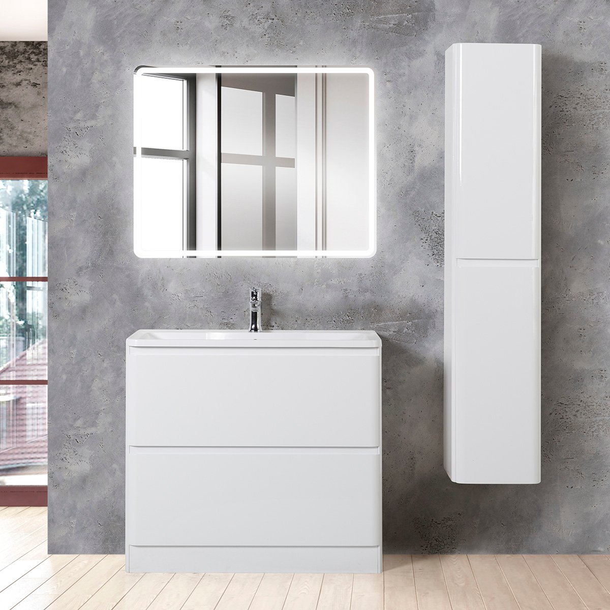 

Мебель для ванной BelBagno Albano 90 напольная, bianco lucido