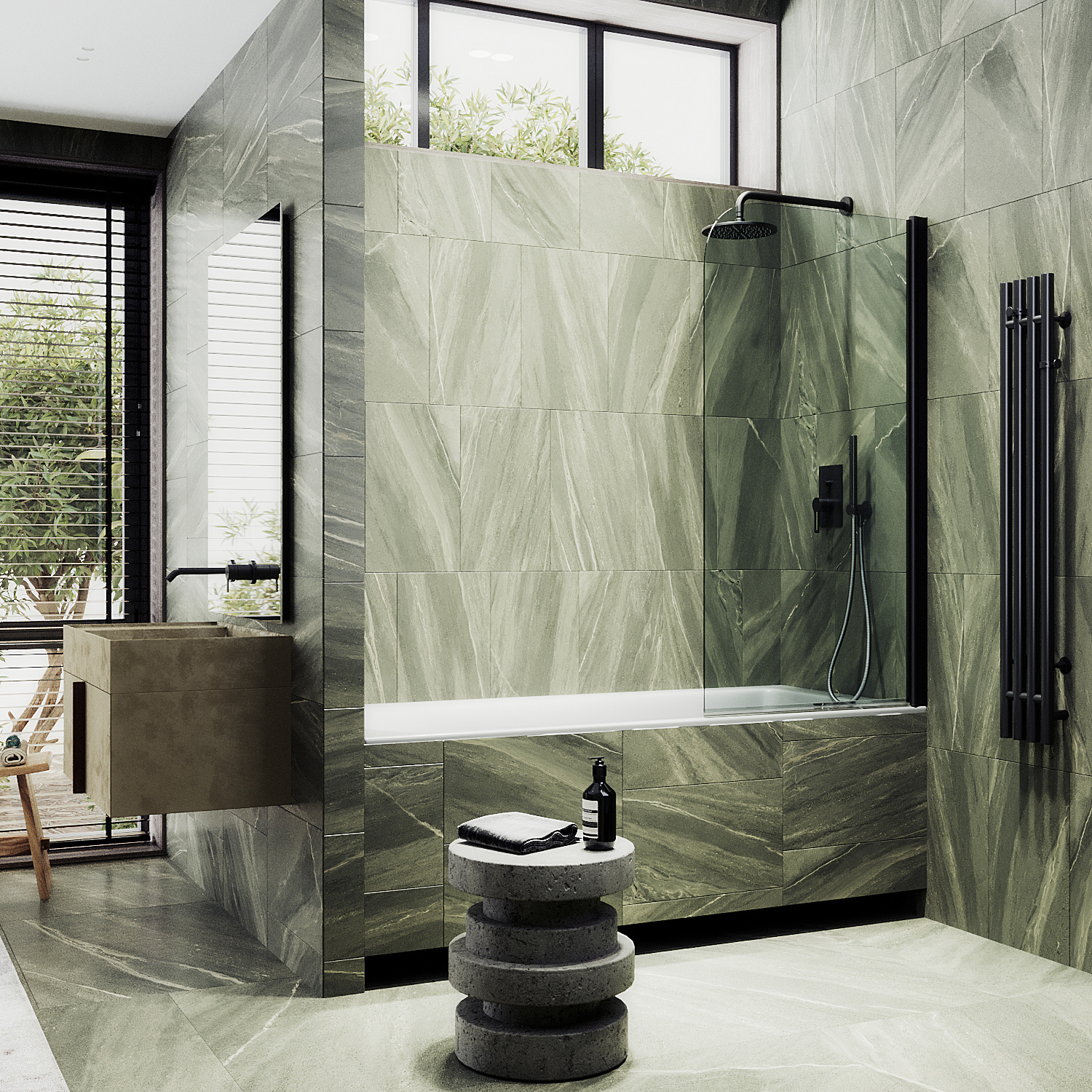 

Шторка на ванну Maybah Glass MGV-596-6 40х140 см, профиль черный, стекло бесцветное, MGV-596-6