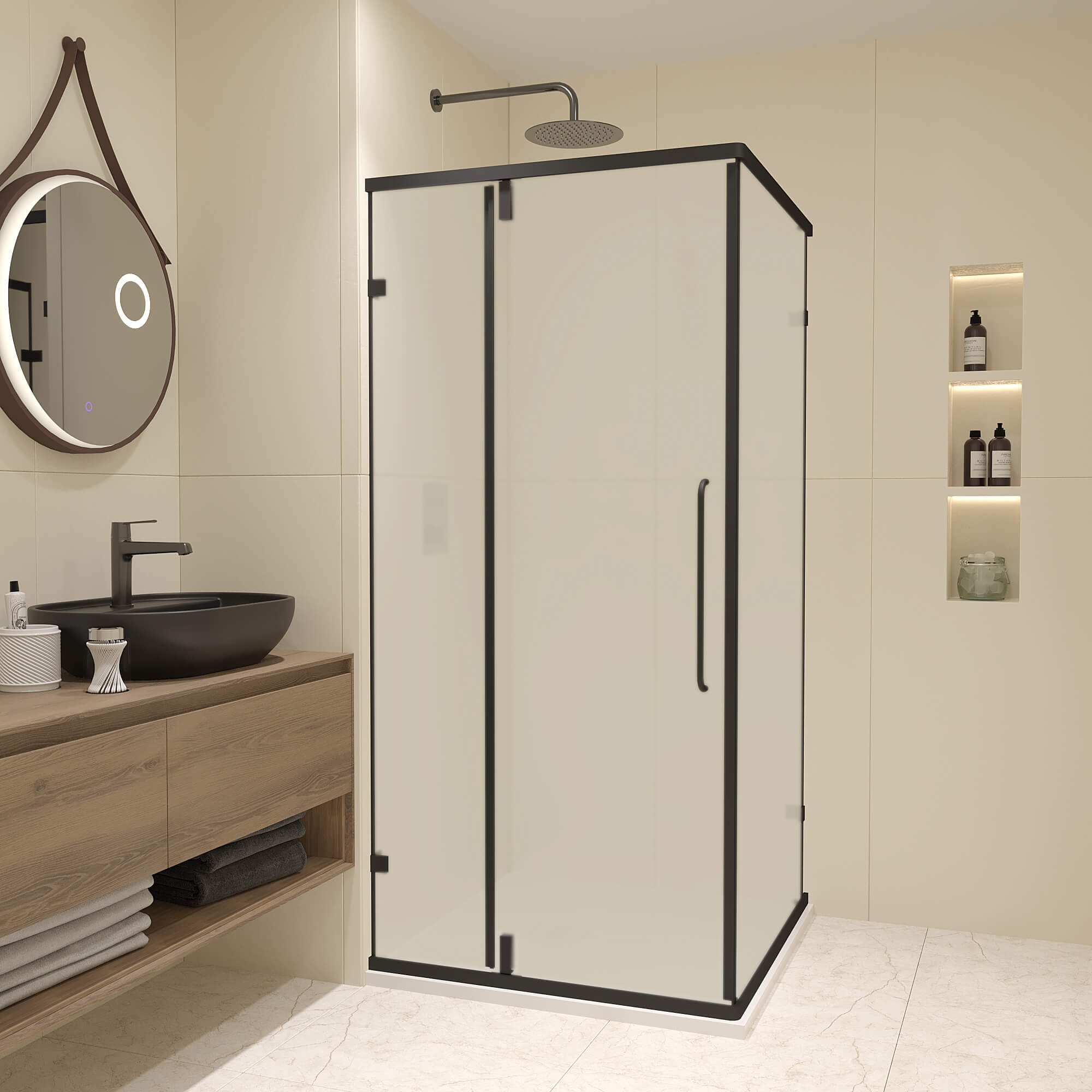 

Душевой уголок RGW Classic CL-035B 90х90 профиль черный, стекло матовое, CL-035B