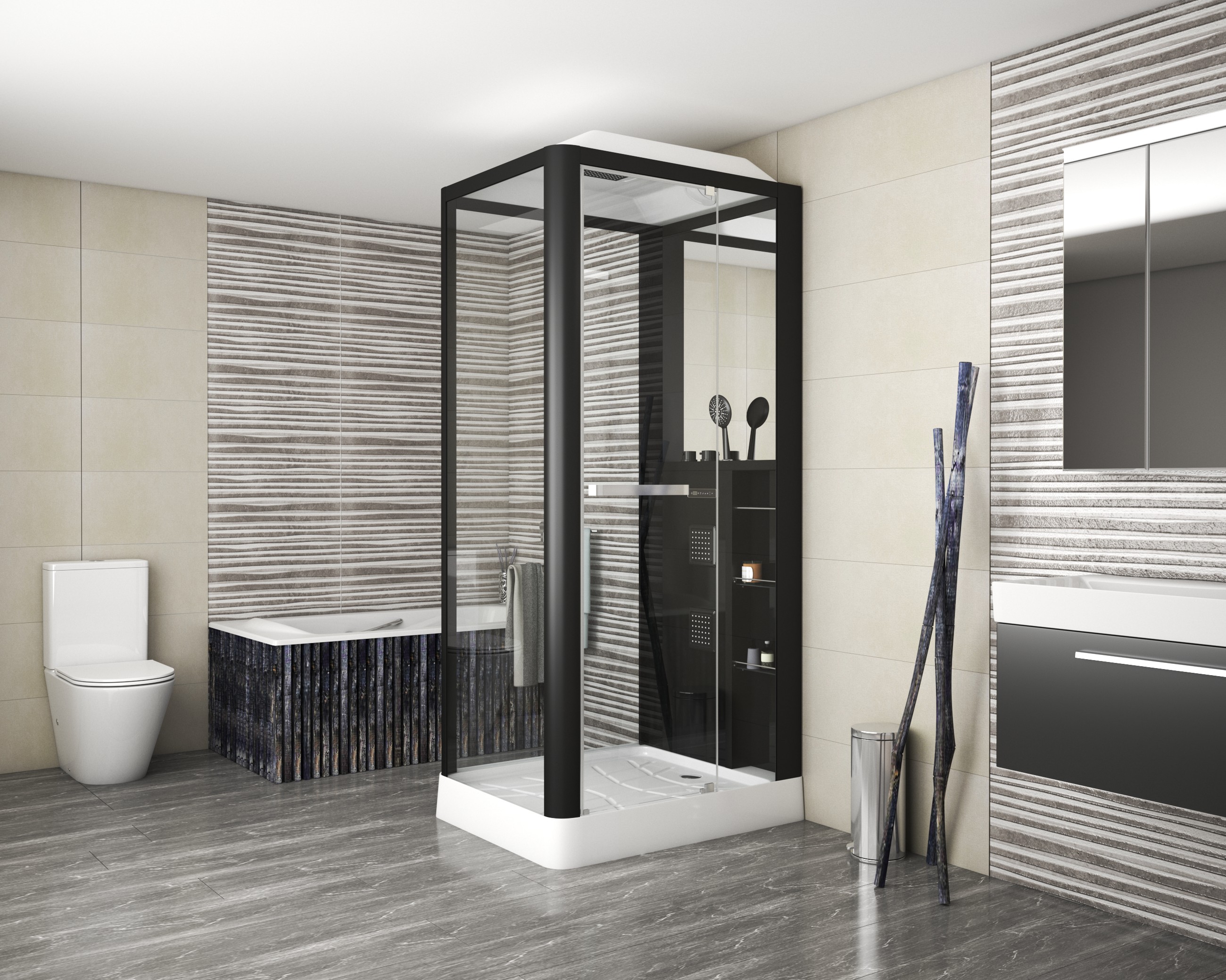 

Душевая кабина Grossman GR223 90x110x225 черная, GR223