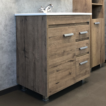 

Тумба с раковиной Comforty Марио 75 дуб темный (раковина Quadro 75), Марио 75