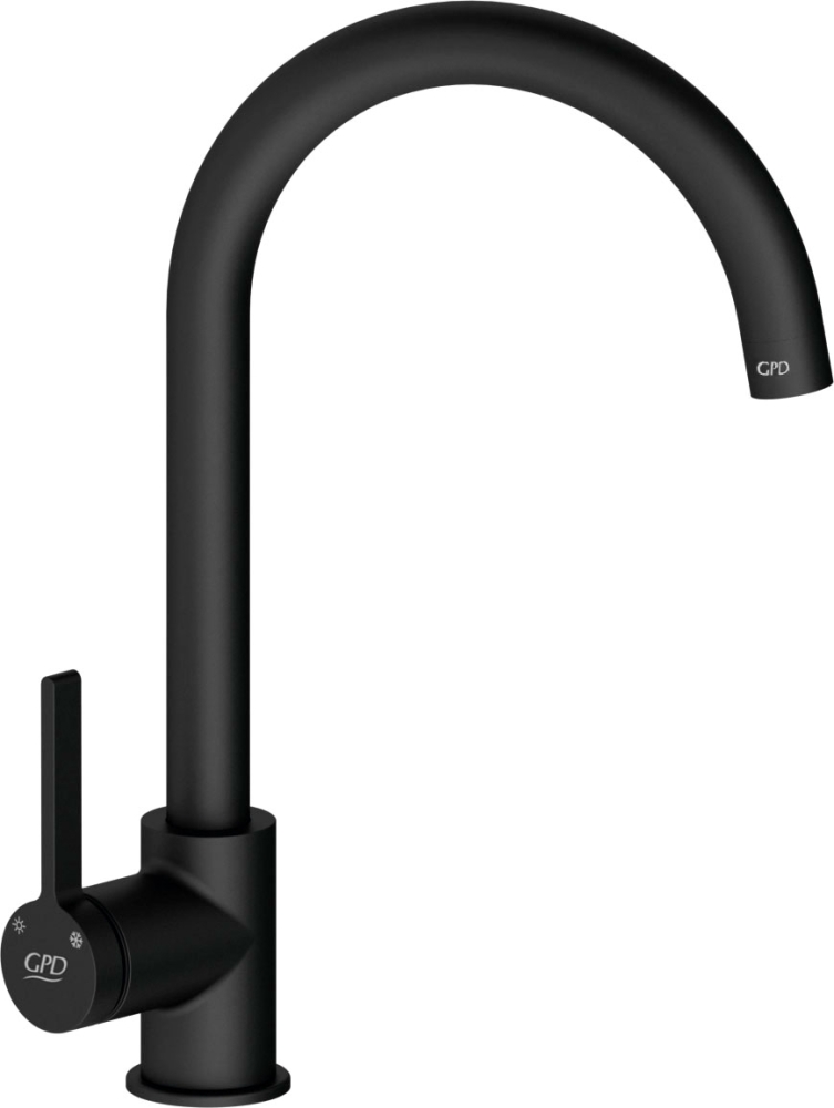 

Смеситель GPD Gildo Colored MTE165-S для кухни чёрный, Черный, MTE165-S
