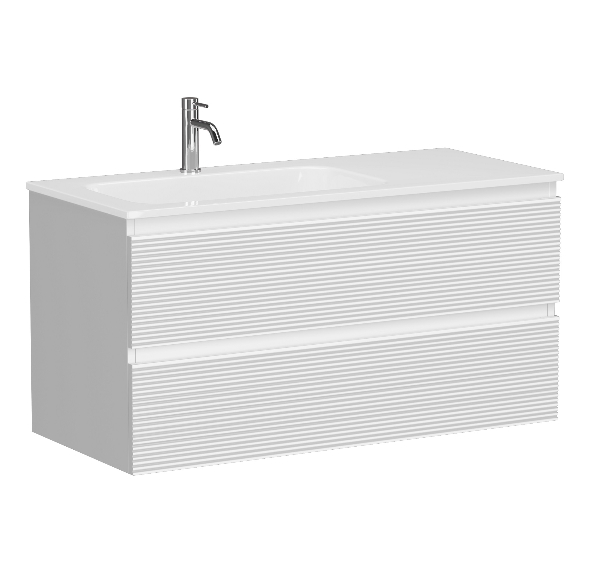 

Тумба с раковиной Sancos Folk 100 L подвесная, Bianco, Белый матовый, FL100LW
