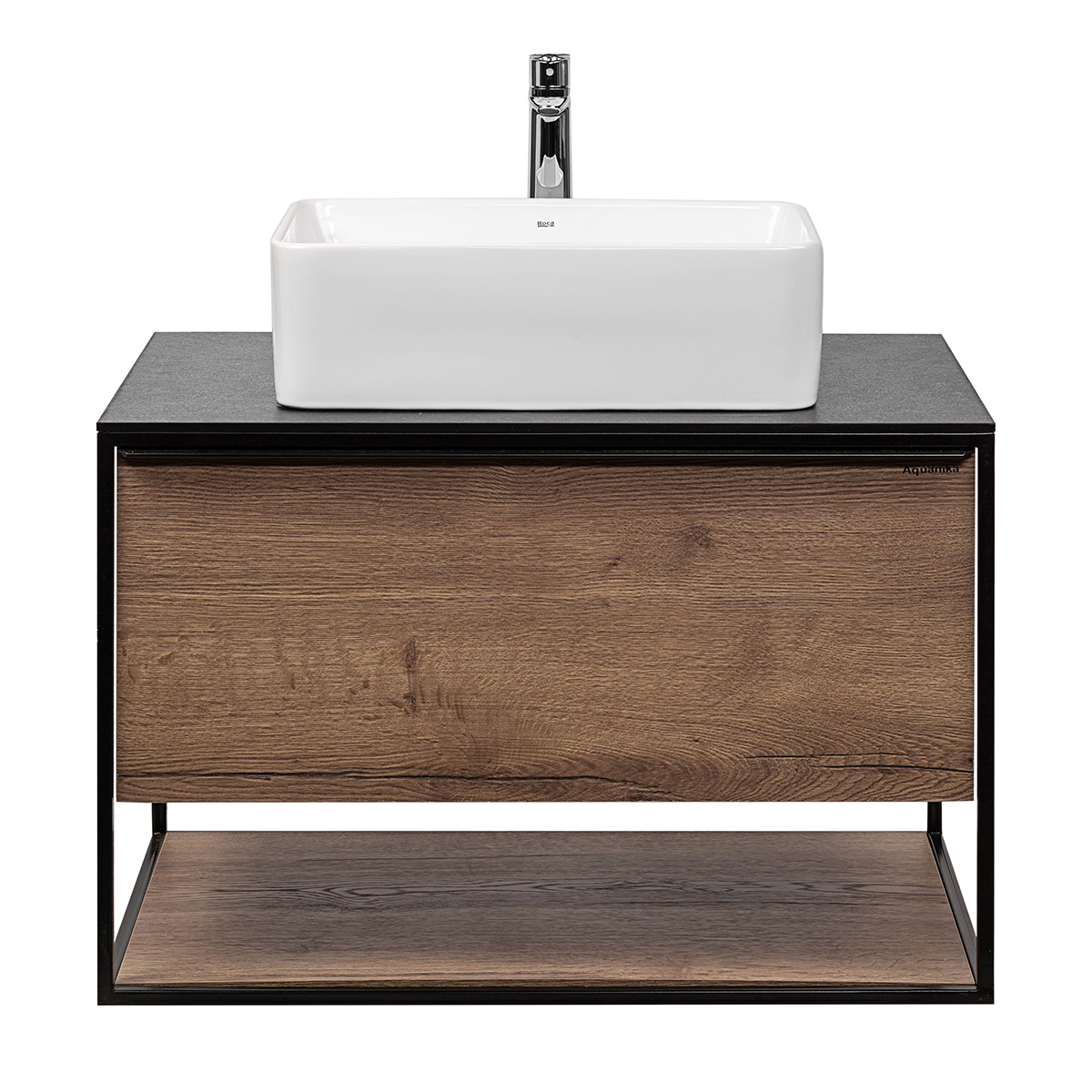 

Тумба с раковиной Aquanika Loft 80 подвесная, древесный аттик, Дерево, Loft 80 AQLO805550BRU104