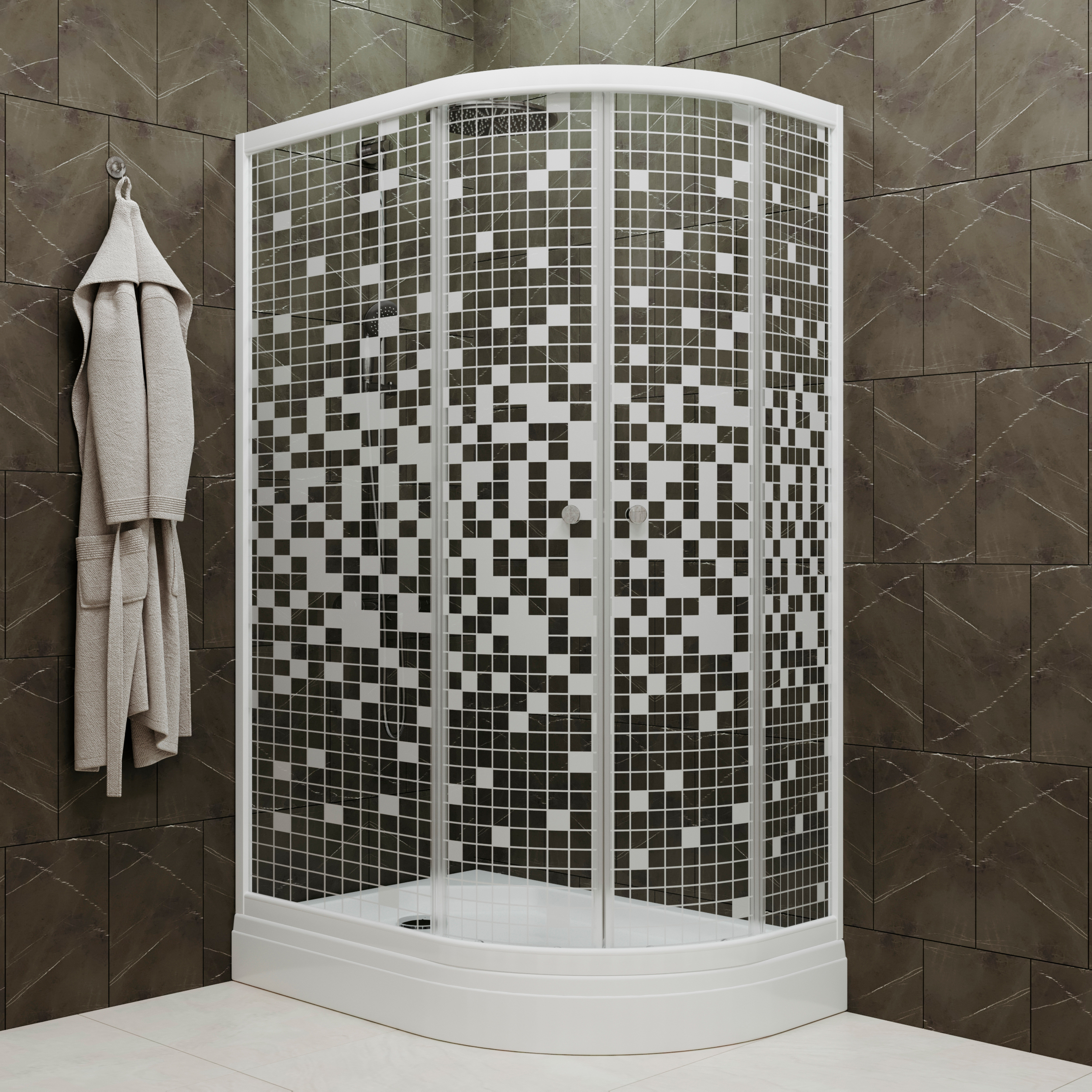 

Душевой уголок Triton Коралл 120х80 А белый, мозаика, с низким поддоном, левый Щ0000061780