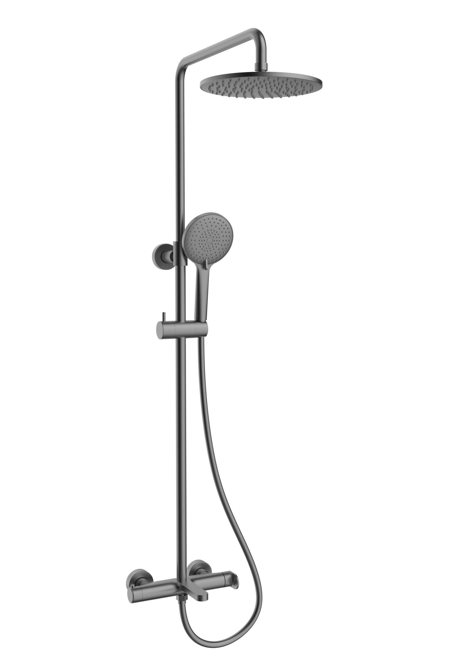 

Душевая стойка Vincea Rondo VSFS-1R1GM с изливом, вороненая сталь, VSFS-1R1GM