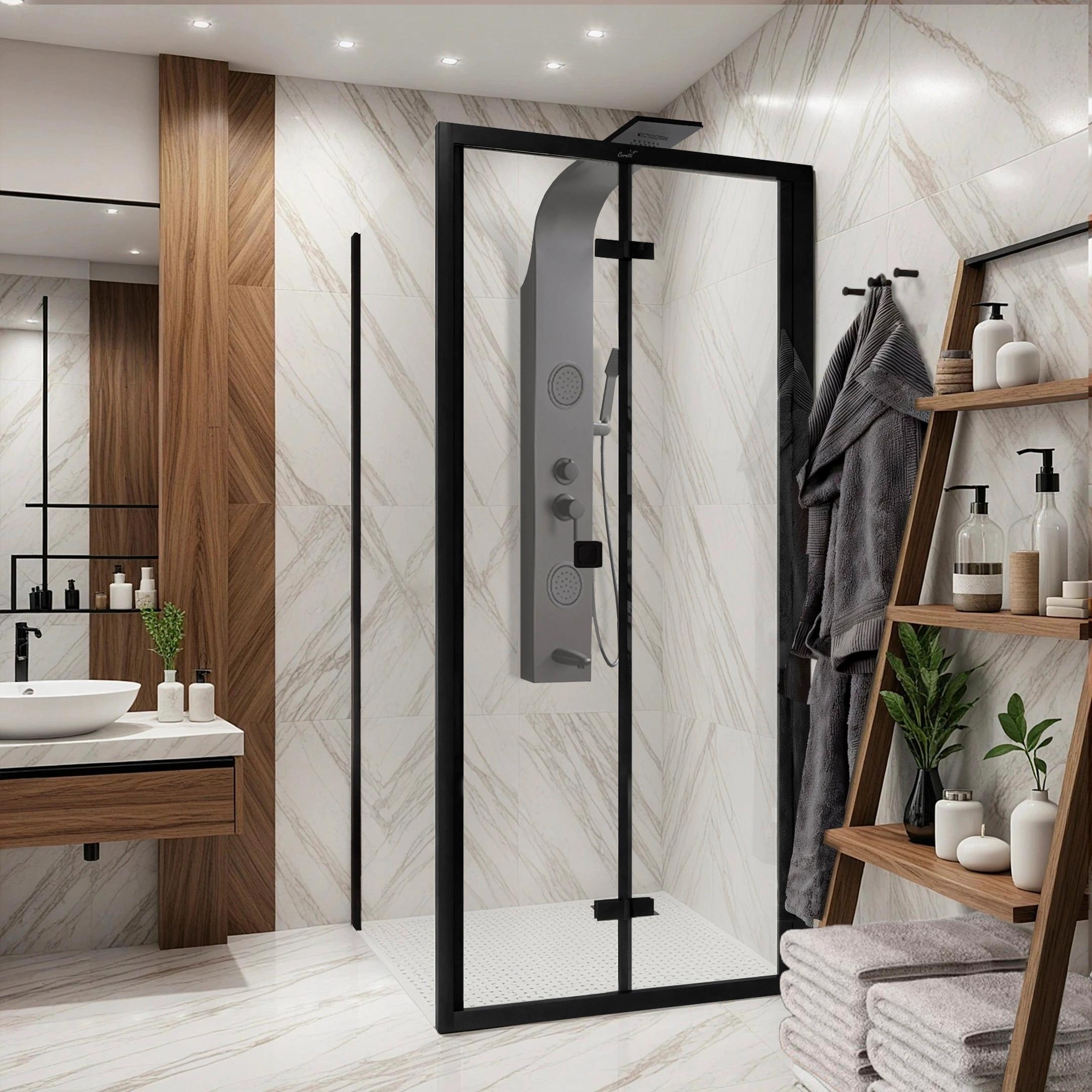 

Душевой уголок Ceruttispa Bella ZQD91B 90 профиль черный, стекло прозрачное, ZQD91B