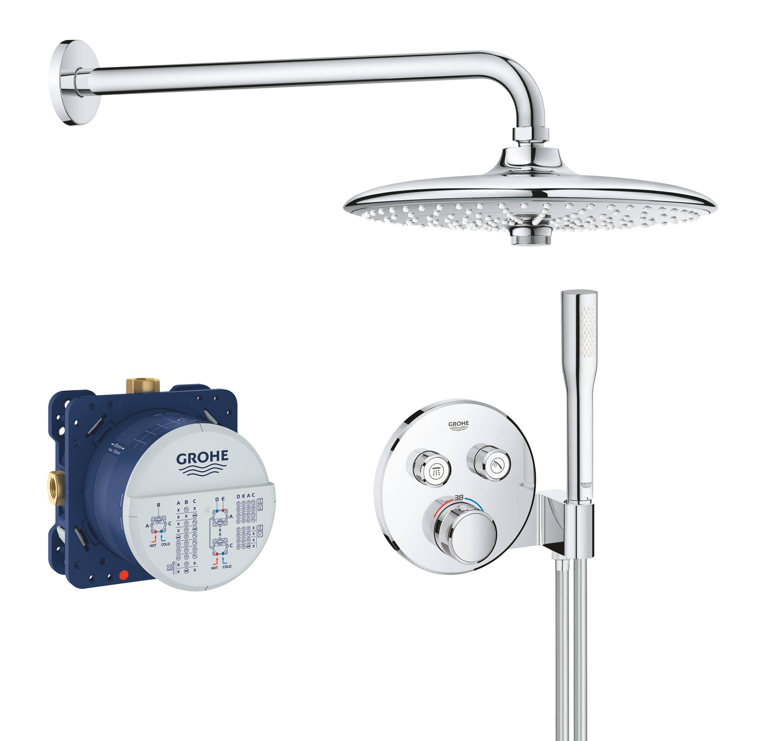 

Душевая система Grohe Grohtherm SmartControl 34744000 встраиваемая, с термостатом, Хром, Grohtherm SmartControl 34744000