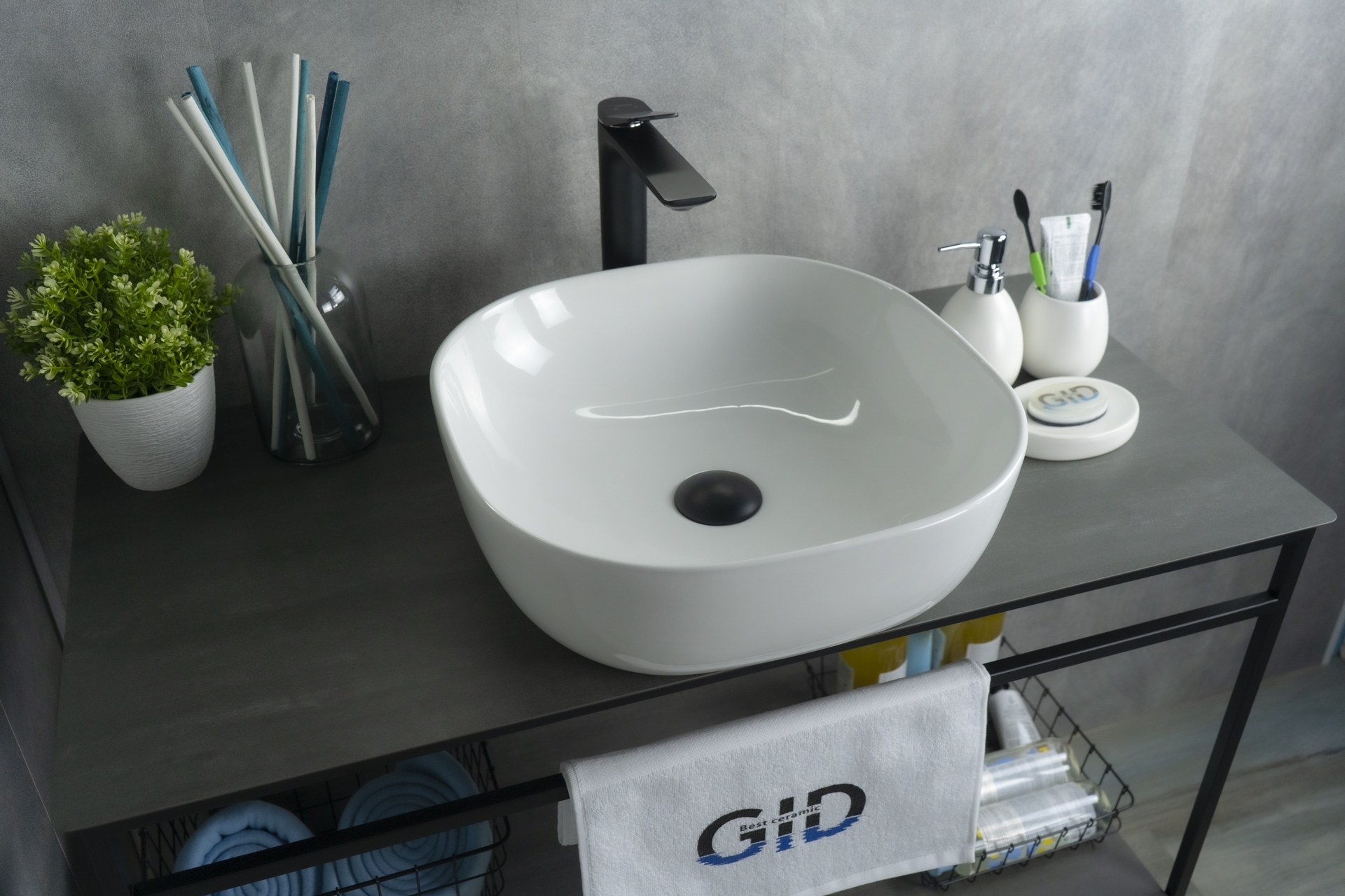 

Раковина Gid Geometrico D1301 накладная 42,5х42,5 белая, Белый, Geomtrico D1301