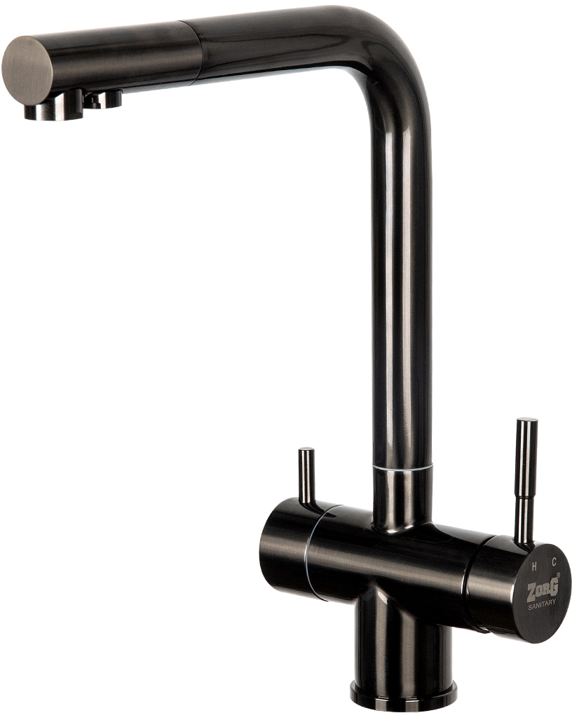 

Смеситель Zorg Inox SZR-7039 GRAFIT для кухонной мойки, графит, Черный