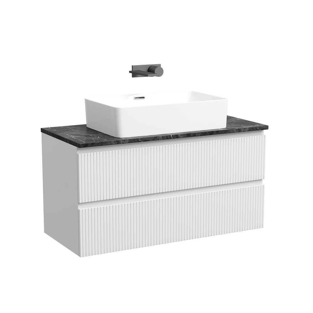 

Тумба со столешницей Sancos Snob T 100 подвесная, столешница black sky, Bianco (без отверстия под смеситель), Белый, Snob T SNT100W