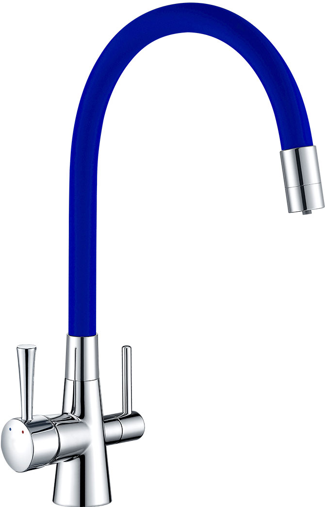 

Смеситель Lemark Comfort LM3075C-Blue для кухонной мойки, Хром / синий