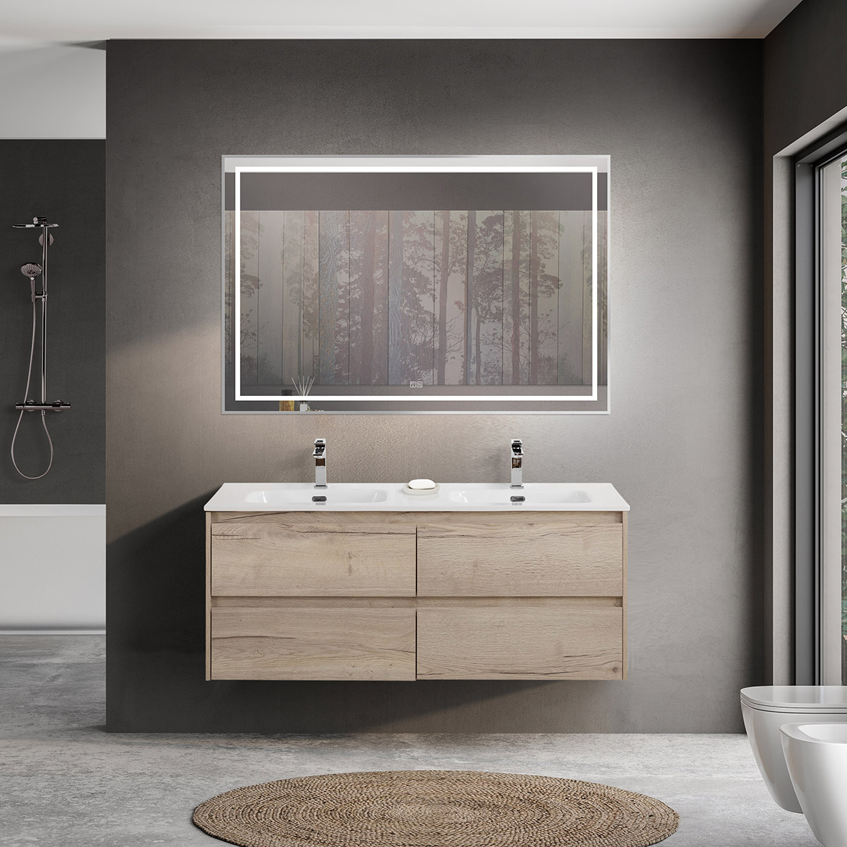 

Мебель для ванной Belbagno Kraft 120 подвесная, с 4-мя ящиками, Rovere Galifax Bianco, Светлое дерево, KRAFT-1200-4C-SO-2-RGB