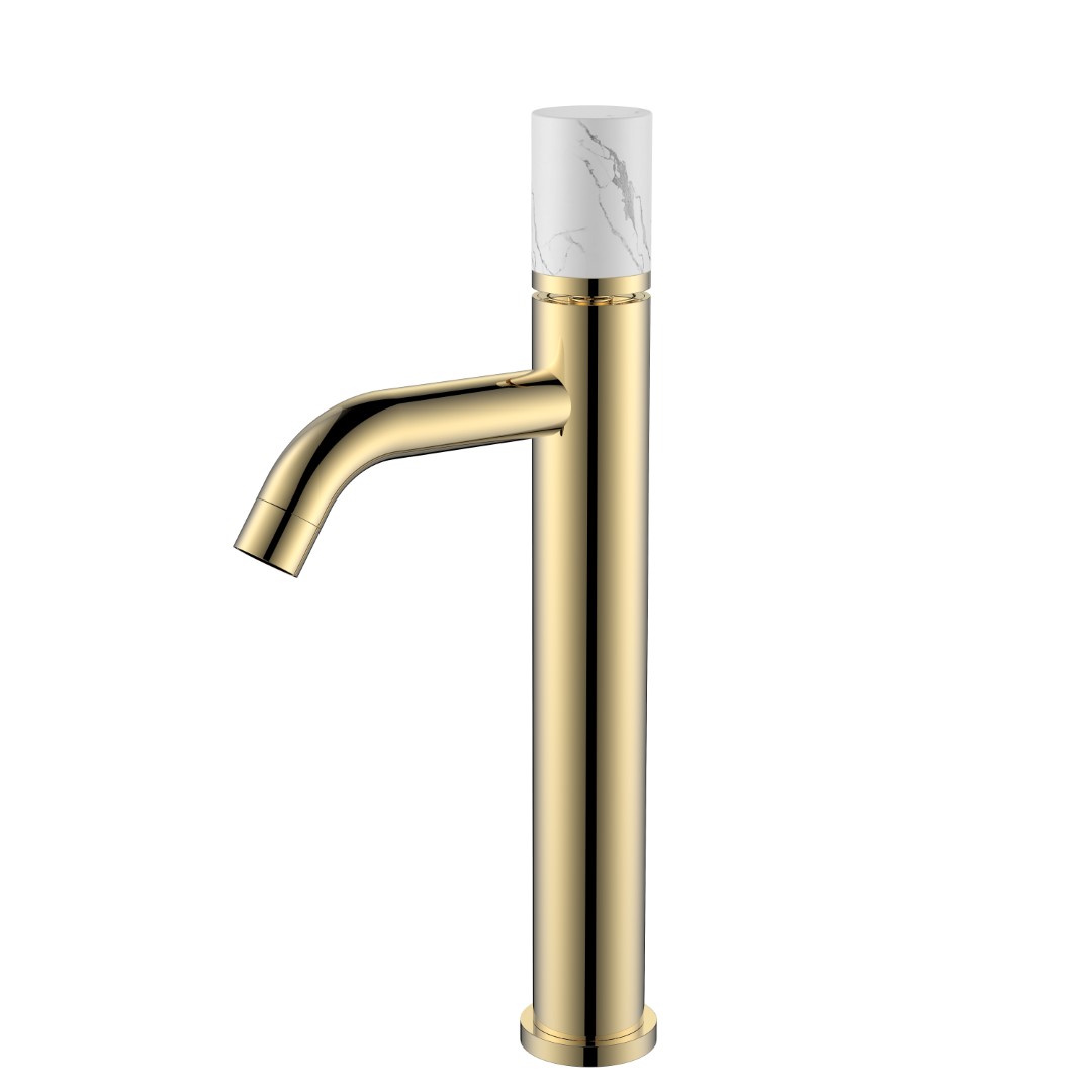 

Смеситель для раковины Boheme Stick 122-G-MR-WHITE золото/белый мрамор, 122-G-MR-W