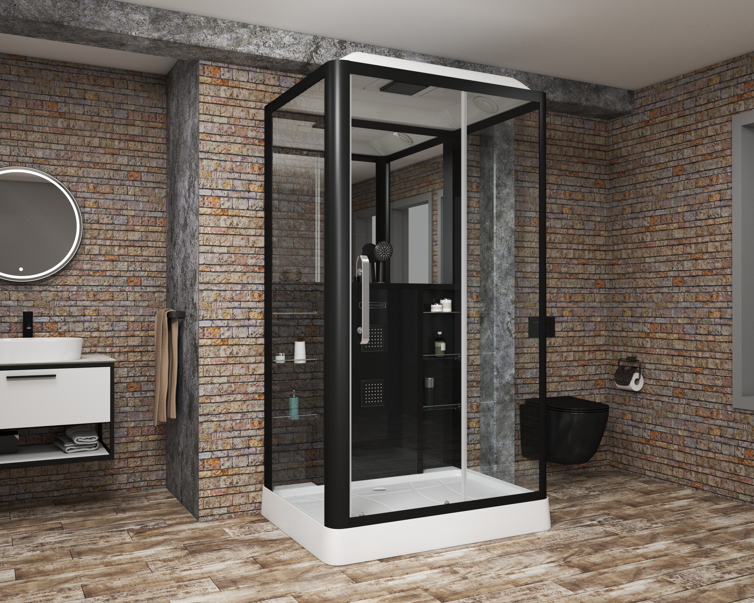 

Душевая кабина Grossman GR227 L 90x120x225 черная, GR227 L