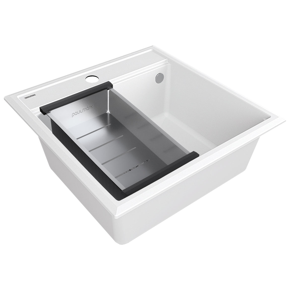 

Комплект мойка + колландер Paulmark STEPIA 50 + ADVANCE PM115051-WH+A375-BS 50х51 см, белый, брашированная нержавеющая сталь, PM115051-WH+A375-BS