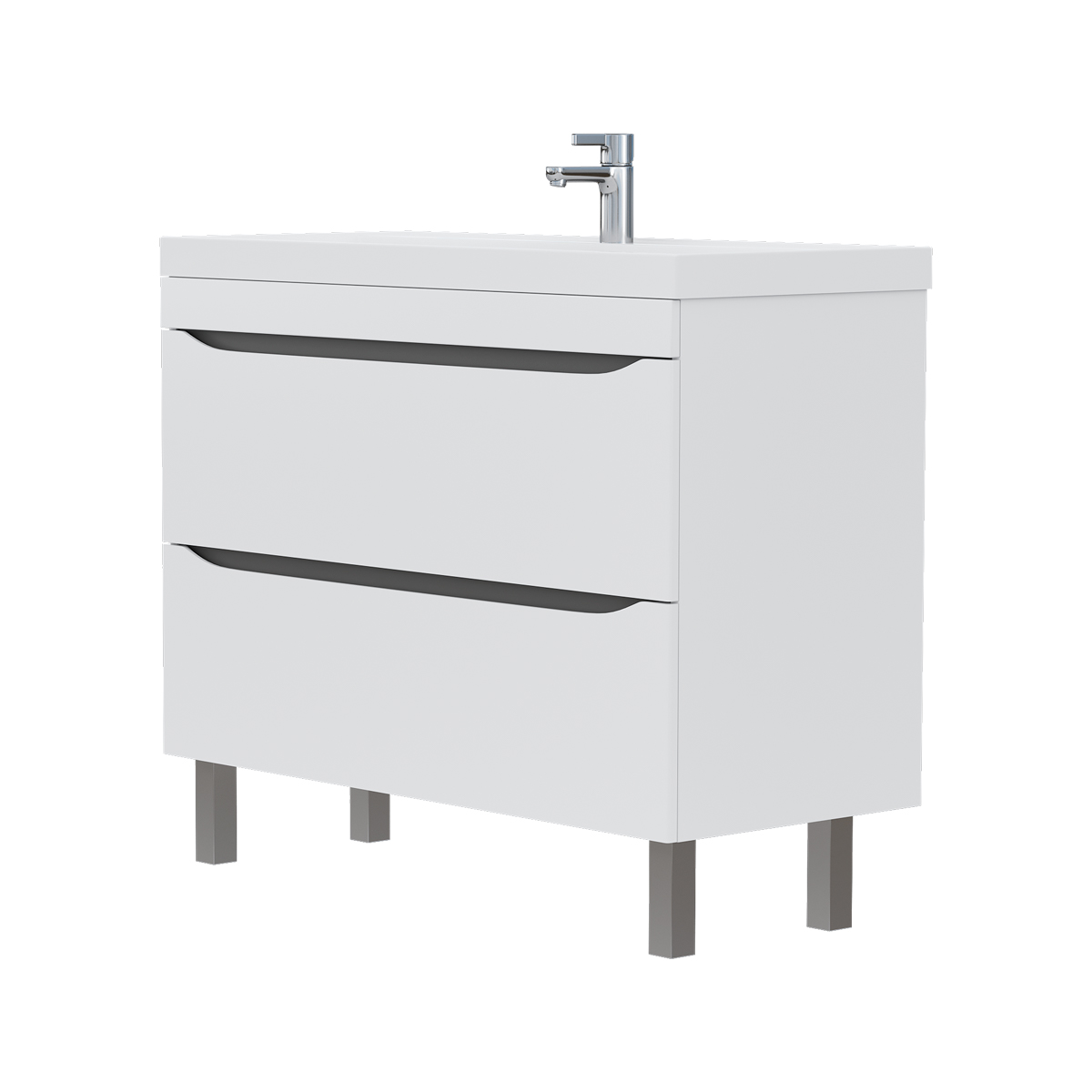 

Тумба с раковиной Volna Prime 100.2Y напольная, белый/темно-серый, tnPRIME100.2Y-01