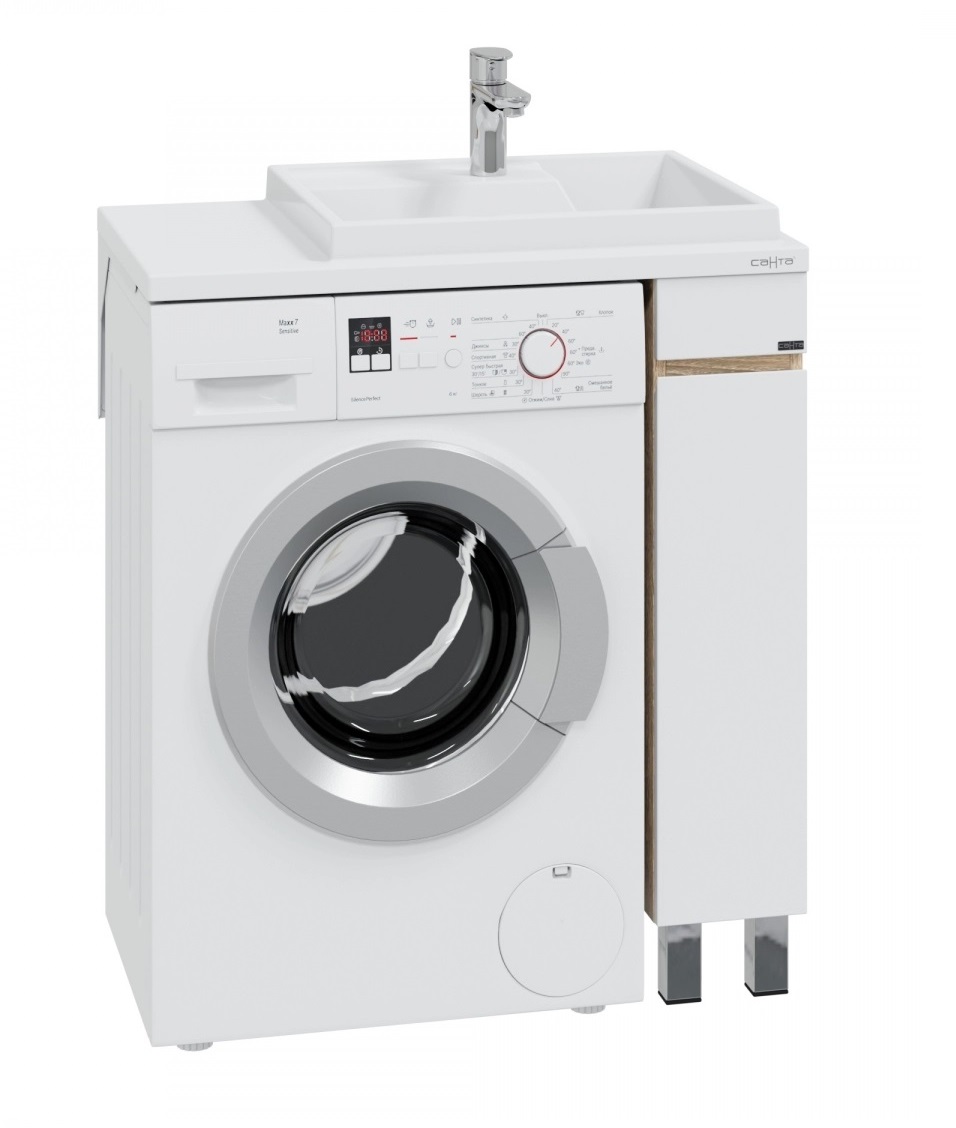 

Тумба с раковиной СанТа Марс 19 напольная, под раковину над стиральной машиной, янтарное дерево/белый, Марс 700355