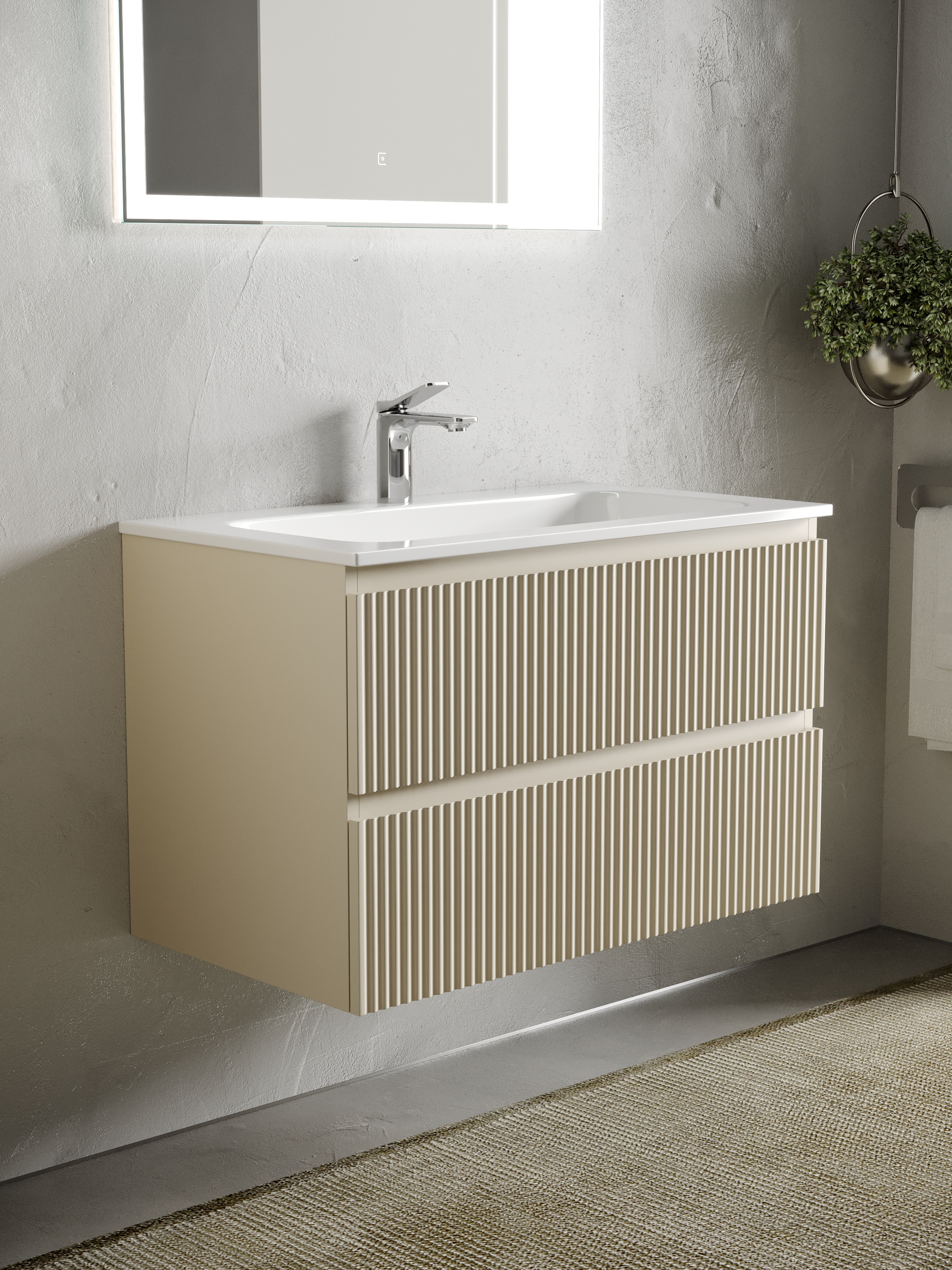 

Тумба с раковиной Sancos Snob R 60 SNR60CE 2 ящика, Beige Soft, Серый, Snob R 60