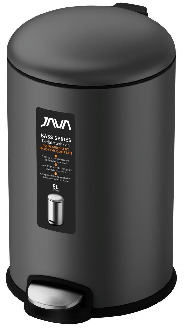 

Мусорное ведро Java S-885-8Q с микролифтом 8 л графит, 8Q