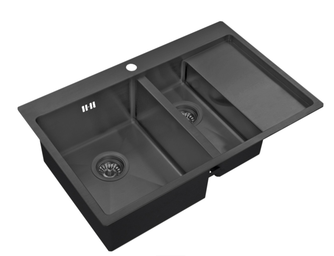 

Мойка кухонная Zorg Inox PVD 5178-2-L grafit, Черный, Inox PVD 5178-2-L